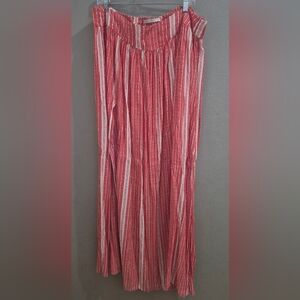 Red and White Striped Maxi Skirt
